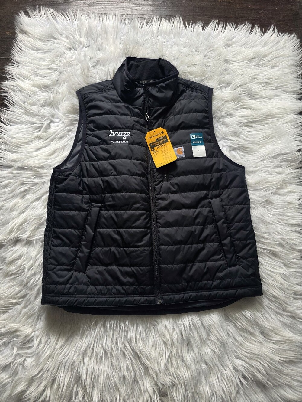 Carhartt Black Quilted Men's Vest with Embroidered Logo